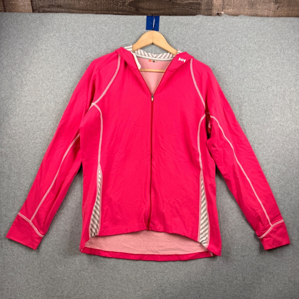 Helly Hansen Hoodie Womens Large Pink Performance Activewear Full Zip Workout